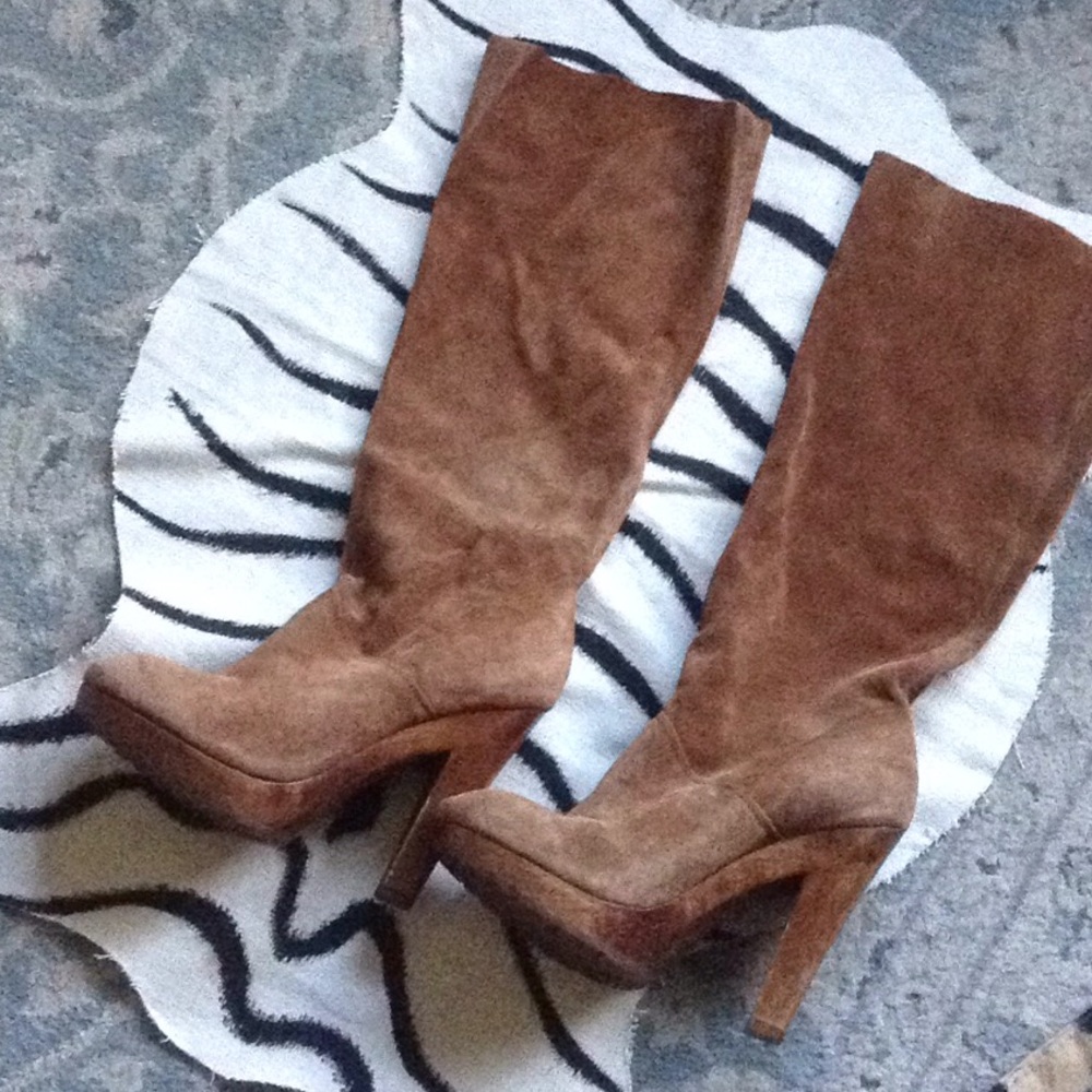 Michael Kors Suede Boots Wood Heels Rare